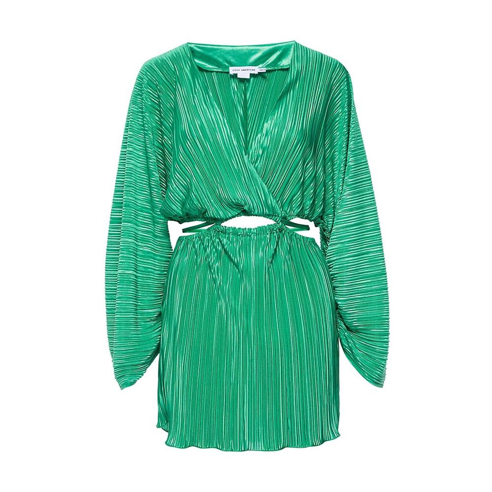 Good American 'Plissé' Green Polyester Sculpted Dress Size 0